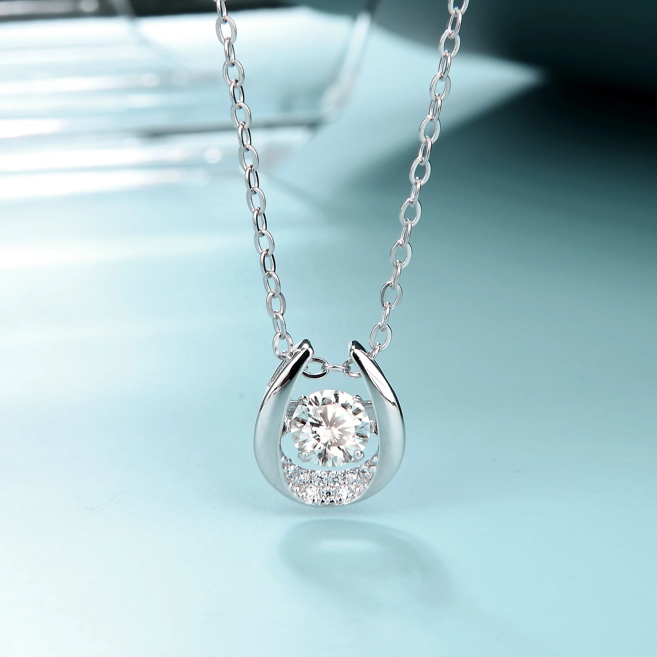 Abiding Wholesale  Wedding Jewelry Moissanite Diamond Necklace Pendant Jewelry 925 Sterling Silver Moissanite Necklace