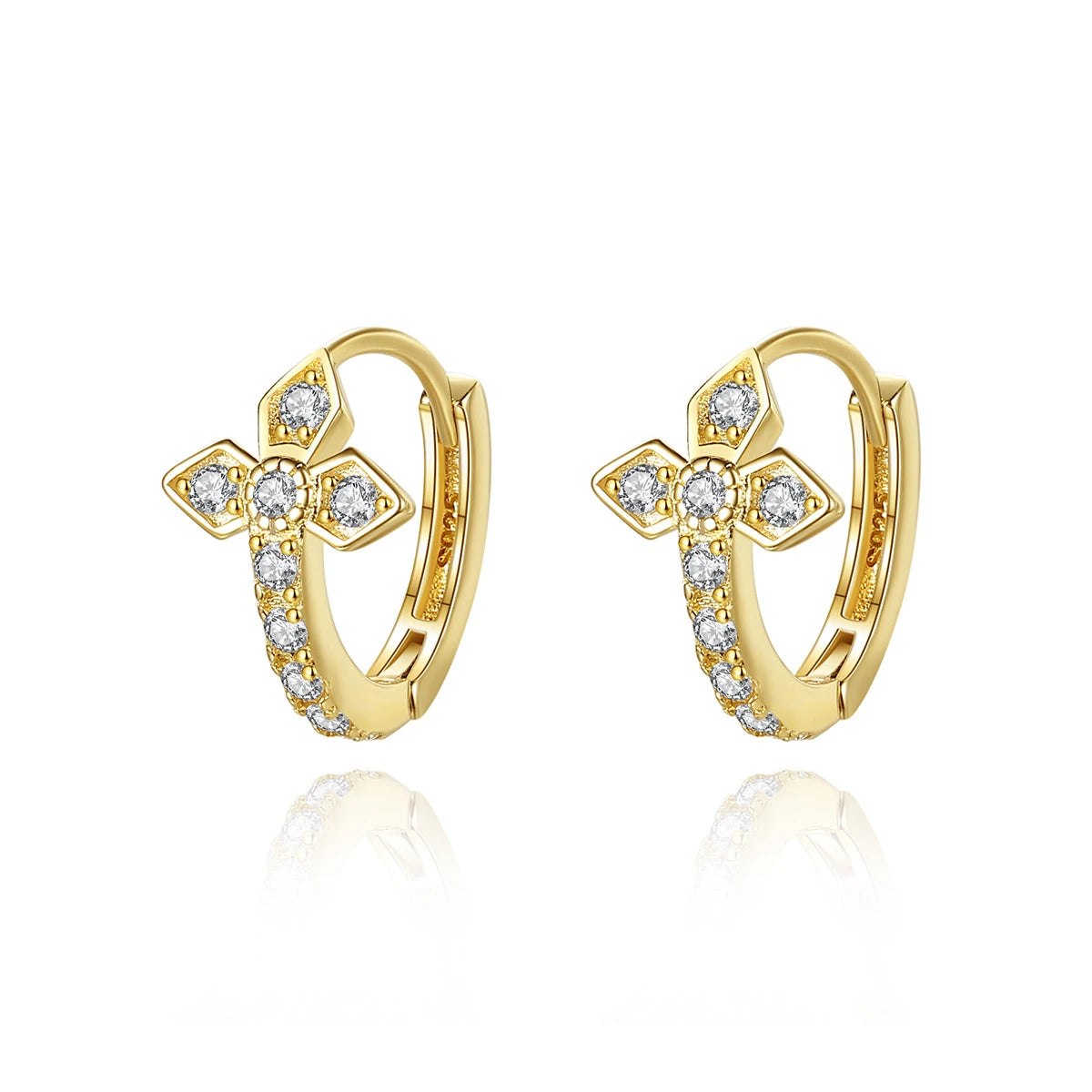 Daidan Dainty Earrings 925 Sterling Silver Ladies Earrings Women Jewelry Cz Hoop Silver Huggie Clover Earrings
