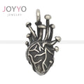 Custom Creative Design Vintage 3D Heart Pendant Unique Punk Stainless Steel Heart Shape Pendant