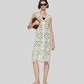 Crochet Hollow Sleeveless Button-Down Dress Trend Matching Fashion Women's Mesh Cape Cutting Sewing Clothing Manufacturers