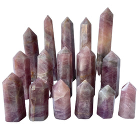Natural Healing Stones Crystals Wand Pink Amethyst Purple Rose Quartz Tower for Decoration