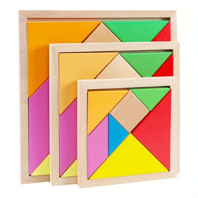 Wooden Tangram Shapes Puzzle Toys  for Teens and Adults Wood Toy  Shape Puzzles  Educational Tangrams Brain Logic Blocks