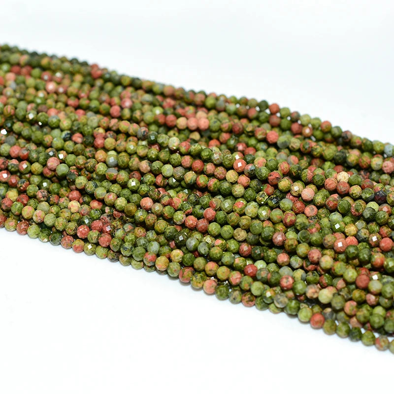 Factory Wholesale 3mm Faceted Natural Unakite Loose Gemstone Beads for DIY Jewelry Making