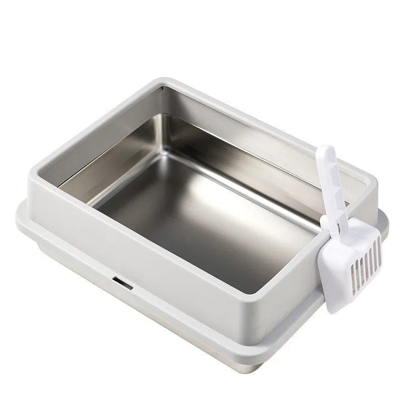 Open Leak-Proof Cat Toilet 20L Inner Space Cross-Border Stainless Steel Litter Box for Amazon New Product Plastic for Kitties