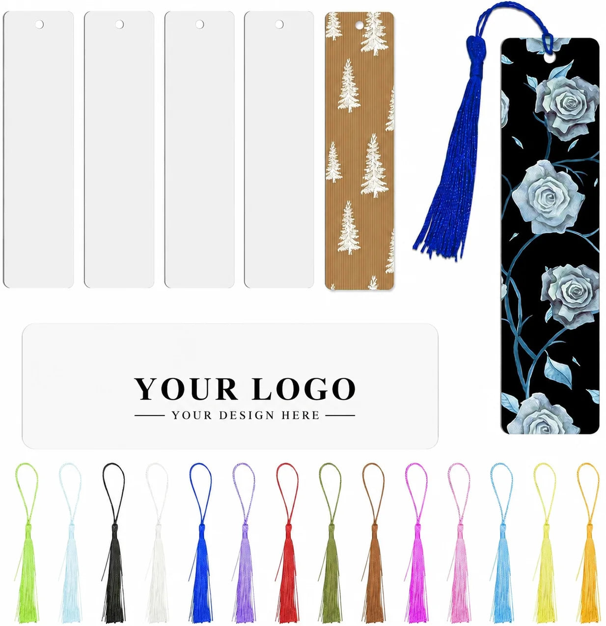 Custom Bookmark logo Sublimation Bookmark Blank Heat Transfer Aluminum Metal Bookmarks Bulk DIY Bookmarks With Hole and Tassels