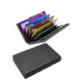 Black Color Retail Custom Button Closure RFID Blocking Credit Card Holder & Business Card Wallet with 10 Cards Capacity
