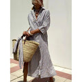 Printed Long Dress Custom logo Casual Shirt Dress Directly Lapel Split Dress Wholesale