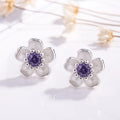 SC Silver Plated Earrings Korean Elegant Zircon Earrings Silver Color Crystal Flower Stud Earrings for Women Gift