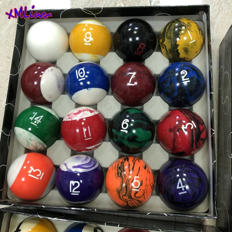 Xmlivet 57.25mm Cheap Marble Complete Set Pool Billiards Balls in 2 1/4inch 16pcs Cue Balls Billiards Accessories