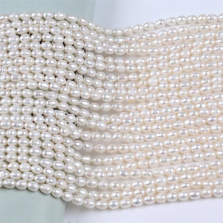 Promotion 5-6mm White Rice Pearl Beads Loose Freshwater Natural Pearl Strand