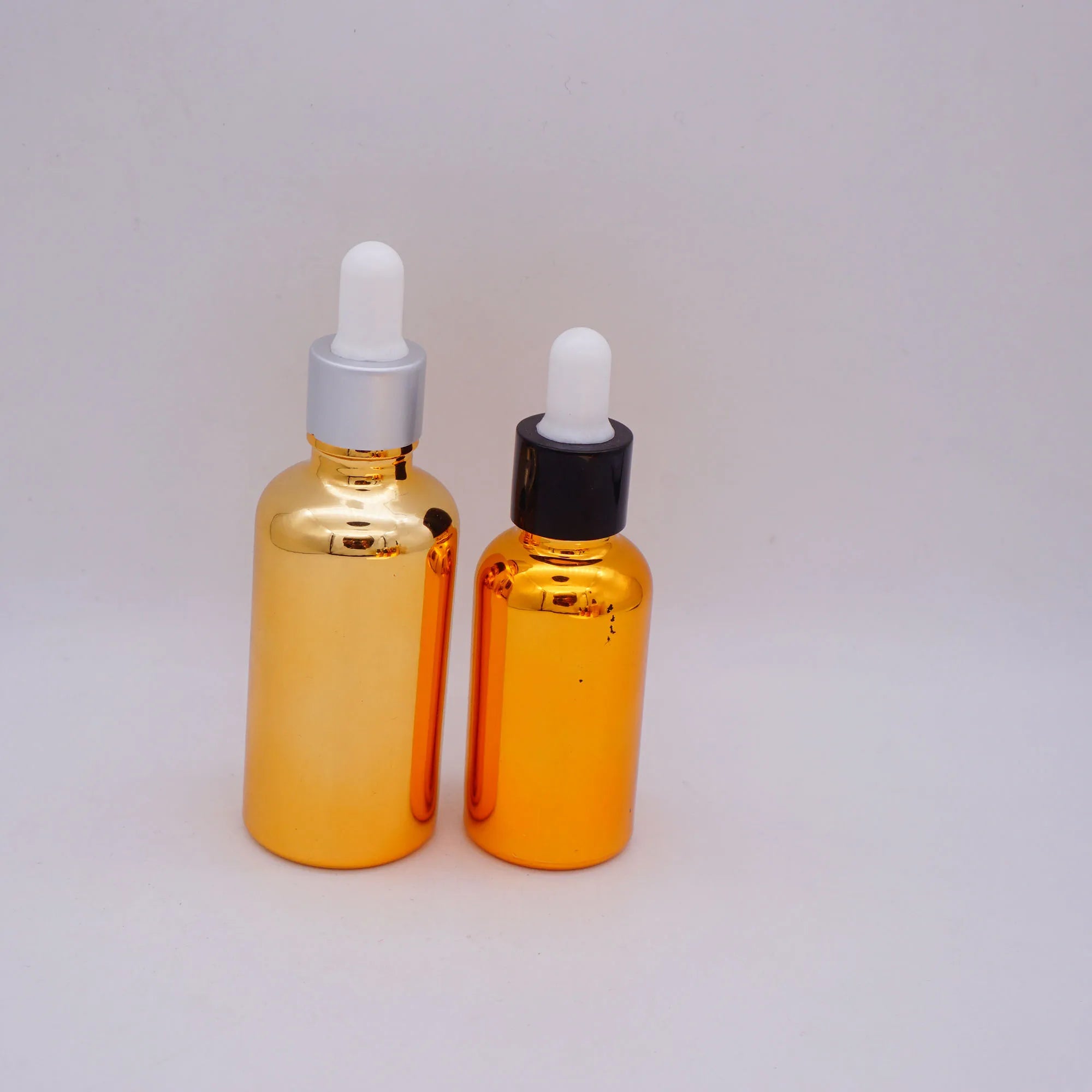 2oz Electroplate Gold Round Tincture Spray Bottles with Spray Lid