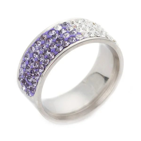 Factory Direct Men Shine Rings Stainless Steel Purple Over Size Heart Ring Jewelry 18k Custom