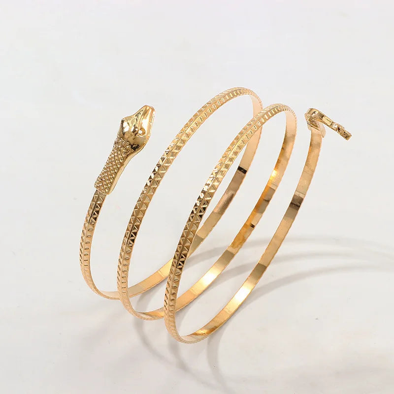 SC Hot Sale Animal Punk Bracelet Fashion Multilayer Gold Plated Bracelet Exaggerated Stripe Mesh Snake Shape Arm Cuff Bracelet