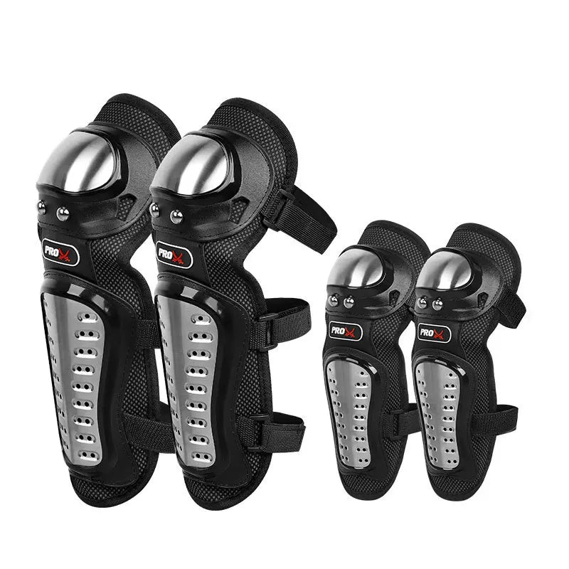 Motorcycle 4Pcs Stainless Steel Adults Motorcycle Knee Pads Elbow Knee Shin Guard for Cycling Racing Protection