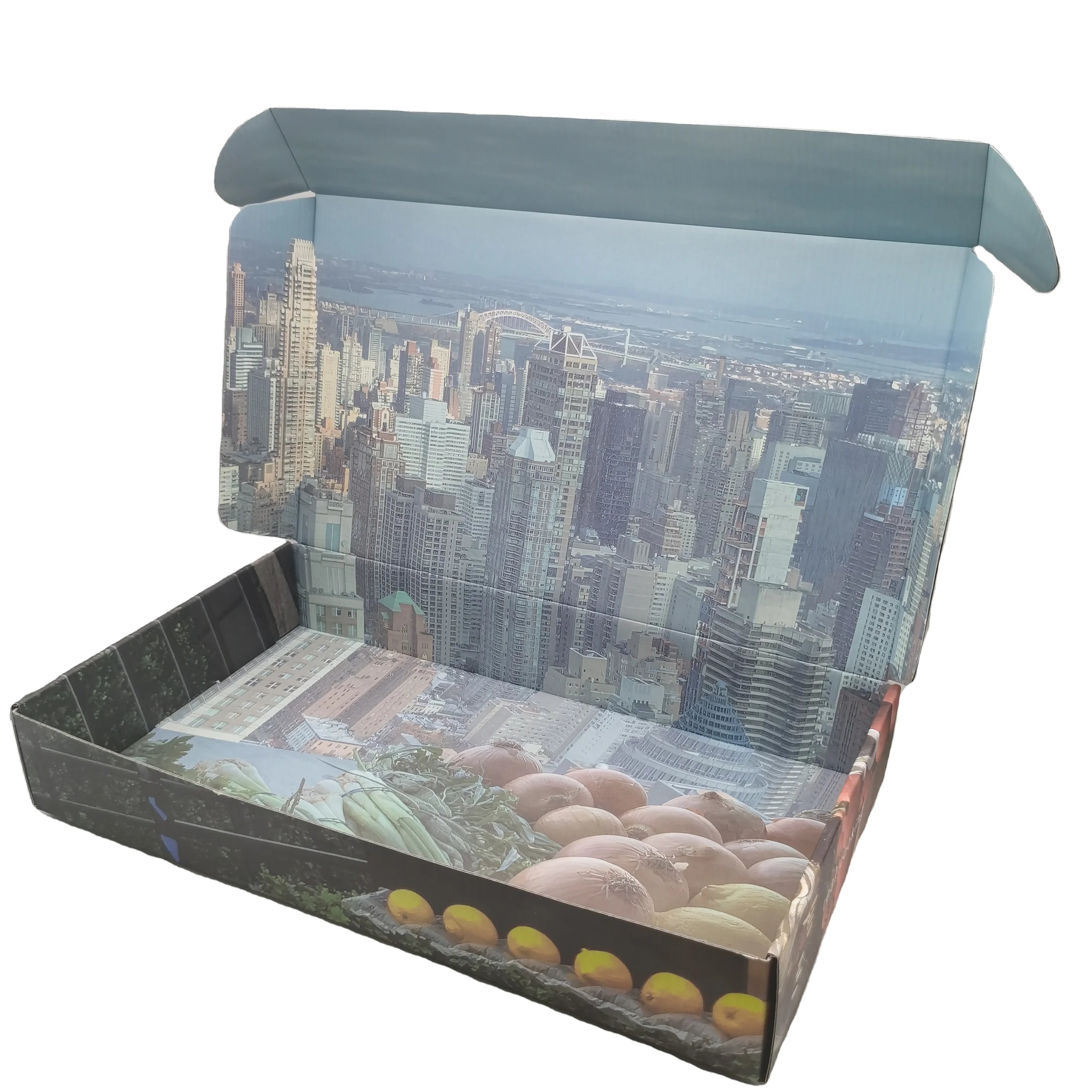 Custom Corrugated Paper Packaging for Vegetables Fruits Strong Food Mailer UV Coating Matt Lamination Folders for Sushi Shipping