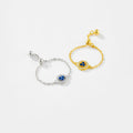 FUAMAY S925 Blue Stone Fidget Slider Ring Anillos De Plata Trio Diamond Chain Ring Adjustable