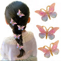 KUACHI Wholesale Kids Hair Clips Cute Cartoon Butterfly Hair Clip Gradient Small Korean Acrylic Metal Hair Clips for Girls