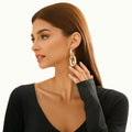 Exaggerated Separable Large Chains Ring Linked Drop Earrings for Women Trendy Ladies Big Earrings Hanging Fashion Female Jewelry