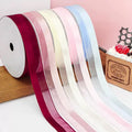 2.5cm Half Satin Half Yarn Ribbon for Flower Wrapping or Birthday Cake Ribbon Roll