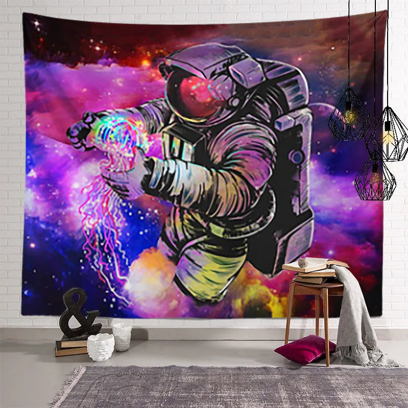 Planet Astronaut Wall Cloth Galaxy Psychedelic Space Tapestry Butterfly Skull Flower Wall Blanket Printed Bohemian Decor