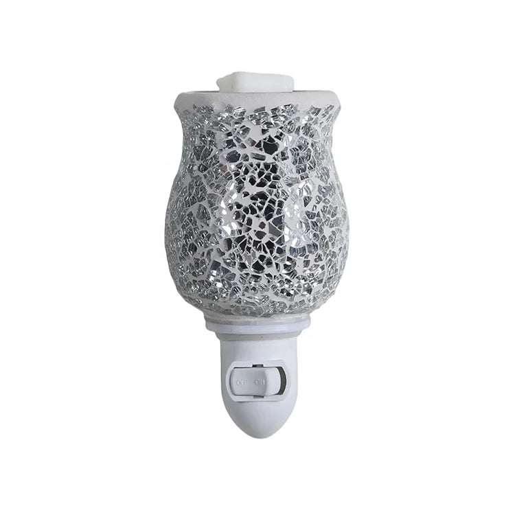 Decorative Hot Sale Mosaic Glass Silver Electric Plug in Wax Warmer for Home Fragrance