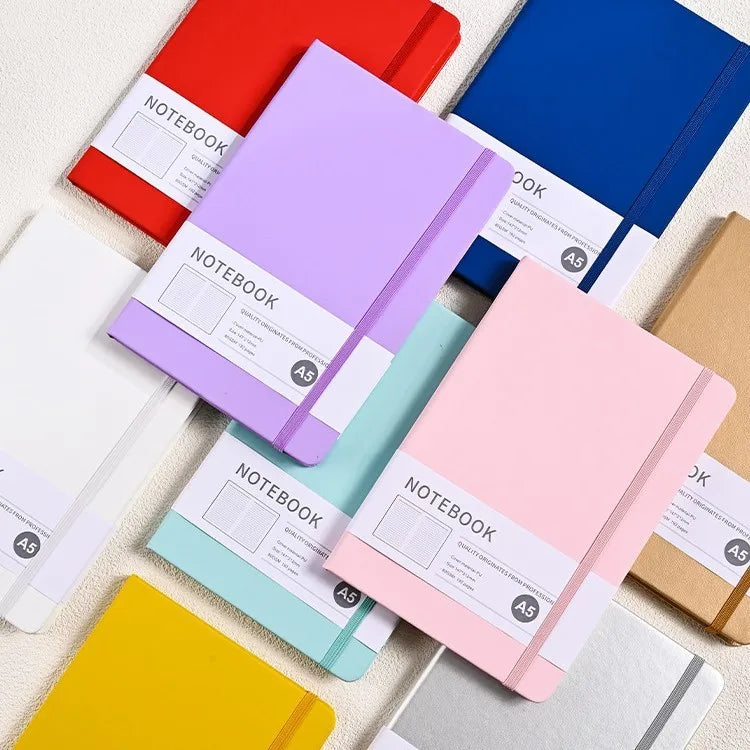 Custom High Quality Handwriting Journal PU Cover and Elastic Strap Closure Self-Adhesive Notebooks for Adding Your Logo MegaBDM