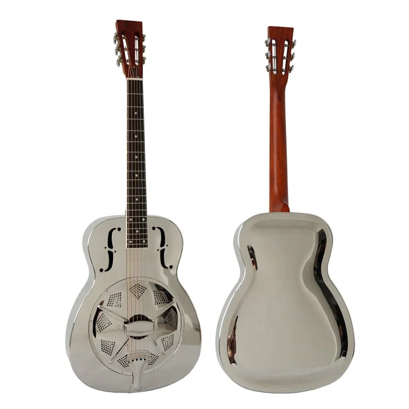 Aiersi Brand Gloss O Style Brass Body Single Cone Biscuit Resonator Guitar Custom logo Bluegrass Folk Acoustic Music Instrument