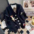Autumn Winter Ladies Casual Coat Cute Embossed Custom Women'S Knitted Cardigan Sweater Korean Knit Loose Jumper for Women
