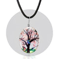 Classic Leather Rope Glass Tree butterfly Dried Flower Pendant Necklace Jewelry for Women Gift
