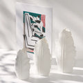 Contemporary Nordic Style White Porcelain Flower Vase Living Room Decor with Dried Leaf and Flower Design