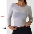 Women's Fashion Cool Mesh T-shirt Breathable Quickly Dry Yoga Tank Top Sport Fitness Sports Long Sleeve Top