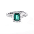Lab Created Colombian Zambian Emerald Ring 925 Sterling Silver Emerald Cut Ring Emerald Jewelry Birthday Gift Ring