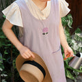 Breathable 100% Cotton Kitchen Apron Home Women's Embroidered Cross-Back Pinafore for Cooking Baking Cleaning Gardening