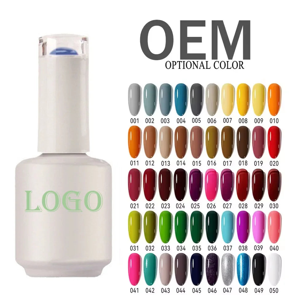 Nail Supplies OEM Custom Logo 15ml Bottle Free HEMA Nail Gel Polish Odorless Uv Gel Polish