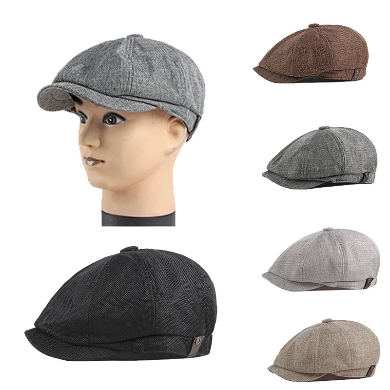 Oversized Brown Wholesale Camouflage Types French Custom Mens Cotton Newsboy Beret Cap Octagonal Hats for Sale Men