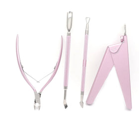 Wholesale 4 in 1 Nail Cutter Nail Pusher Art Nail Salon Manicure Set Personal Care Pink Cuticle Nipper Set