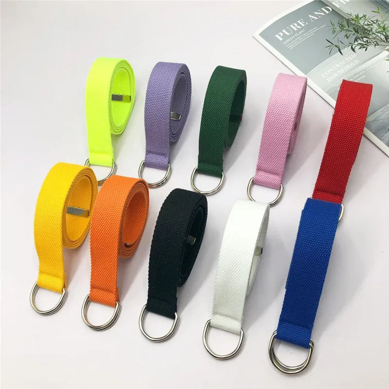 Wholesale Classic Double Ring D Buckle Customizable Canvas Belt Female Spot 3.2cm Thick Cotton Ribbon Student Casual Belt