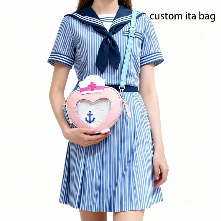 Custom Nurse Heart Shape pink Red Black Ita Bag Insert Pvc Window Display Customizable Pin Holder Accessory Organizer