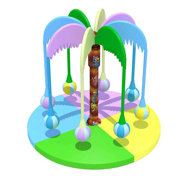 Safe & Durable Plastic Sponge Coconut Tree Ball Carousel for Indoor Children's Play Centers with 8-Person Capacity