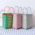 2026 New Rectangle Small Plastic PVC Vegetable Basket Hand-made Foldable Eco-Friendly Waterproof Customized Logo Storage