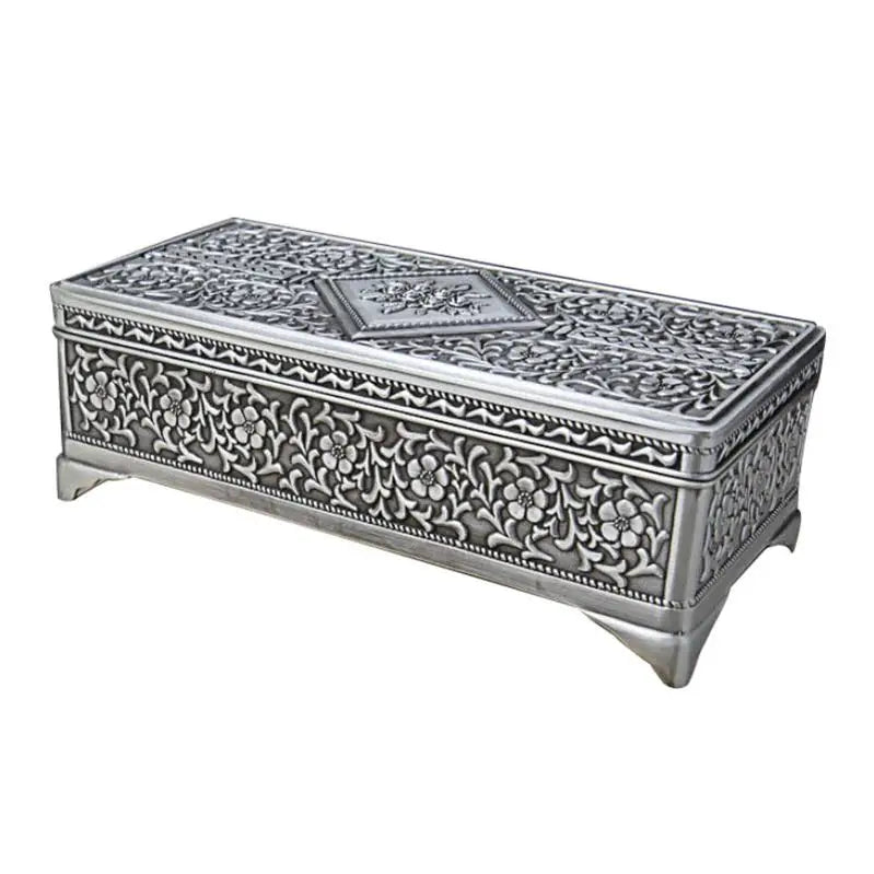 Creative Retro Rectangular Exquisite Jewelry Box Large-Sized Household Countertop Storage Box Wedding Jewelry Box Necklace