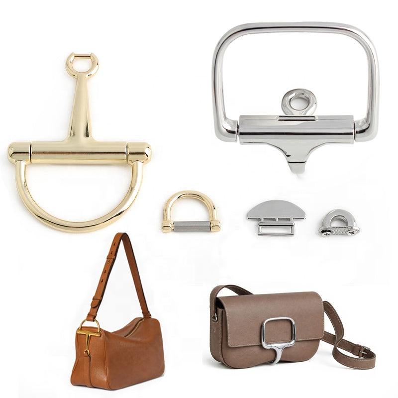 Gold Metal Bag Lock Set Lock Buckle Clasp with Swivel Connector Hooks Buckle Full Hardware Kit for Crossbody Shoulder Bag DIY