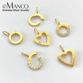 EManco Stainless Steel Round Zirconia Heart Shape Mirror Polished Clasp for DIY Necklaces Bracelet Making 48 Hours Shipping