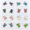 New Style S925 Sterling Jewelry Silver Multi-color Cute Rabbit Cartoon Bunny Head Earring Natural Gemstone Shell Studs for Girls