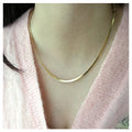 Non Allergenic Stainless Steel Jewelry 14K Gold Chain High Polish Herringbone Chain Choker Necklace Women