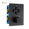 Black 4 Way Diverter Bathroom Thermostatic Shower Mixer Water Control Valve