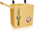 Bamboo Wall Mount Plastic Bag Holder Organizer 2 in 1 Trash and Grocery Bag Dispenser Kitchen Cabinet Organizers and Storage