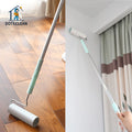 Long-Connected Telescopic Rod Sticky Lint Clean Roller with Stand Base Tear Type Dust Pet Hair House Floor Brush Made of Plastic