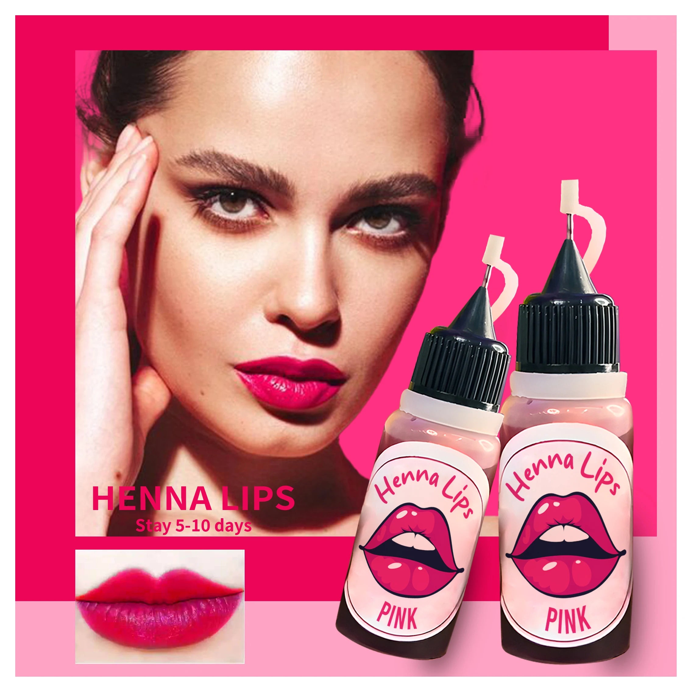 Peach pink Red Oversea Popular Henna Lip Color   10ml Pigment Dye Temporary Lips Cosmetic logo Package Oem 3 Days to 7 Days