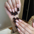Wholesale Luxury French Long Square Press on Nails Tips Custom Acrylic False Nails Artificial Fingernails